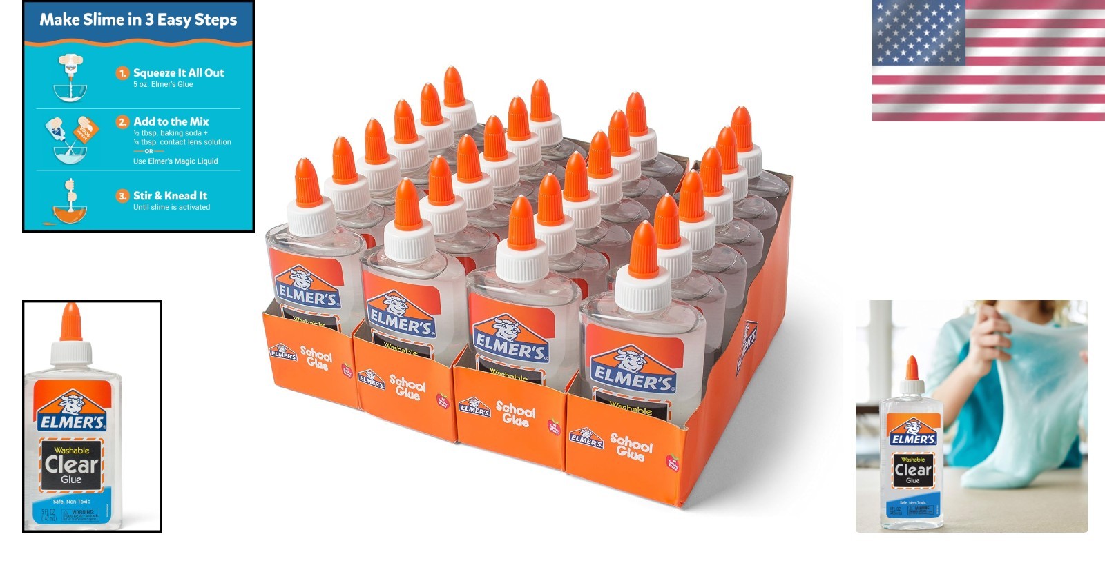 Elmer’s Washable Clear School Glue – 5oz, 24 Count – Ideal for Slime & Crafts