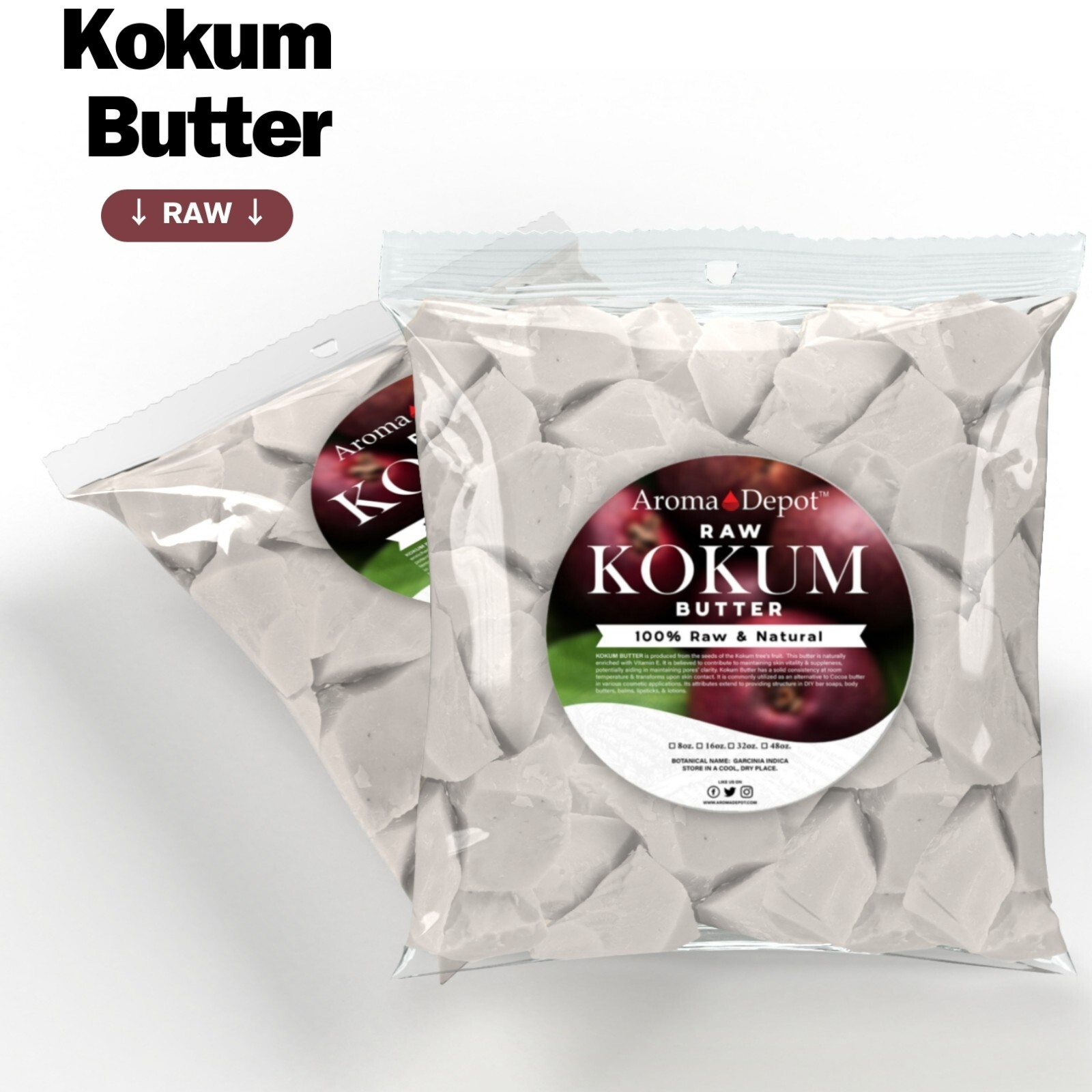 Kokum Butter Premium 100% Pure Raw Cold Pressed Natural 1 oz to 25 lbs