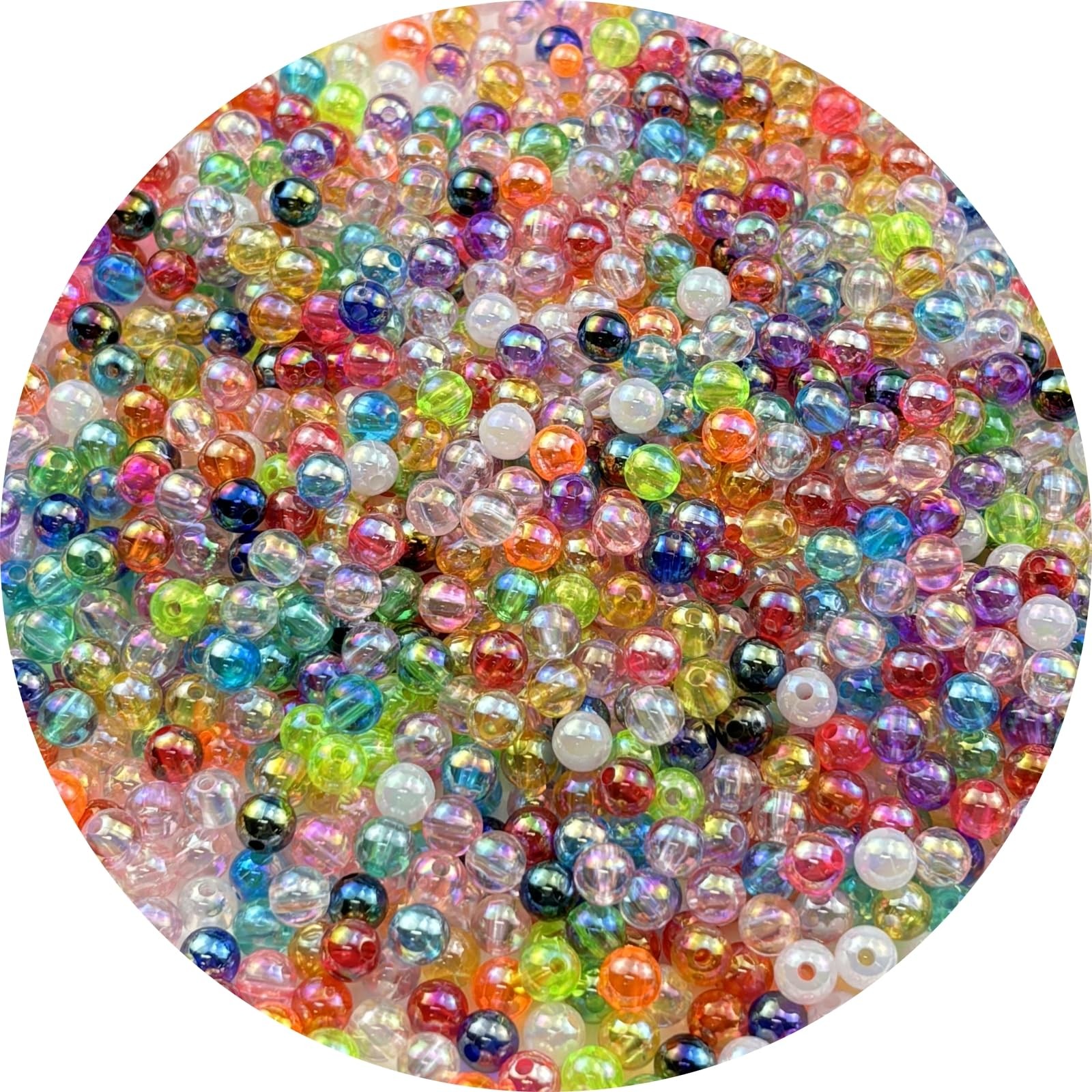1000pcs 6mm Acrylic Round Beads AB Colors Acrylic Beads Round Spacer Beads wi…
