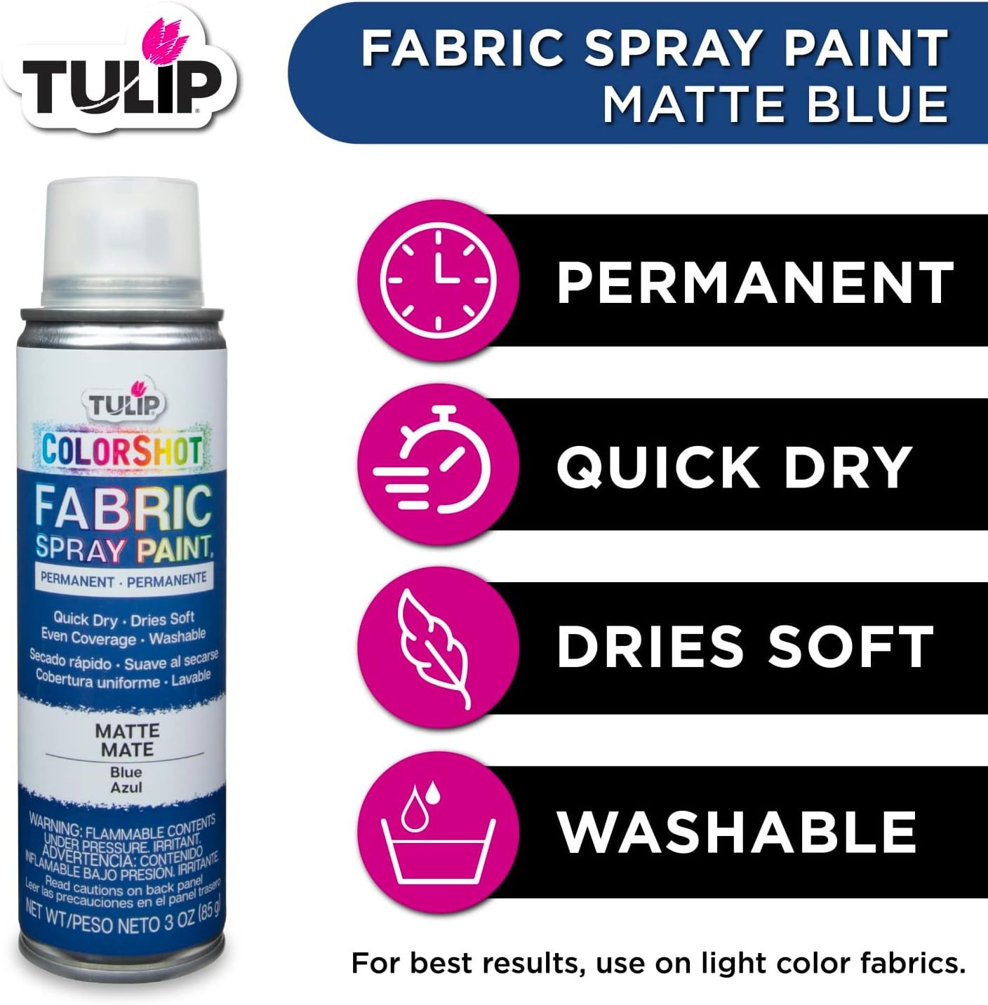 Tulip ColorShot Instant Fabric Spray Paint Permanent Color, 3oz (Select Color)
