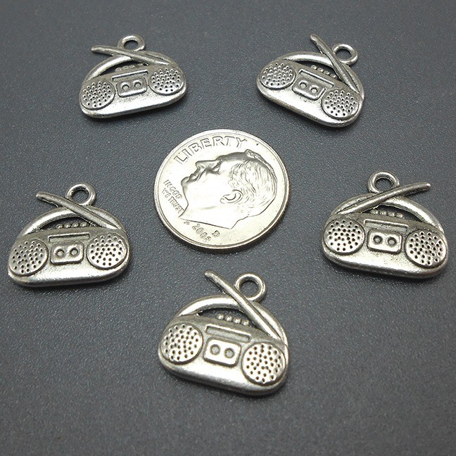 8pcs Radio Charms boombox music, jewelry making supplies