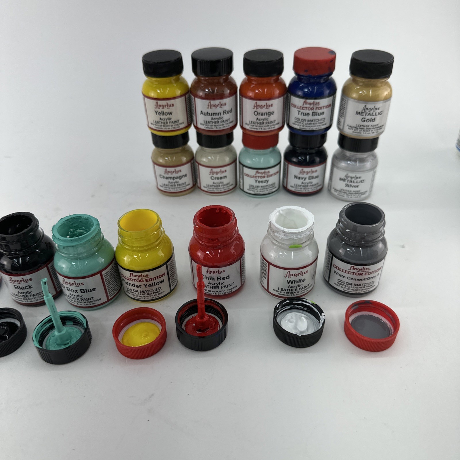 Angelus Acrylic Leather Paint Lot 20x 1oz Mixed Colors Used Sneaker Custom