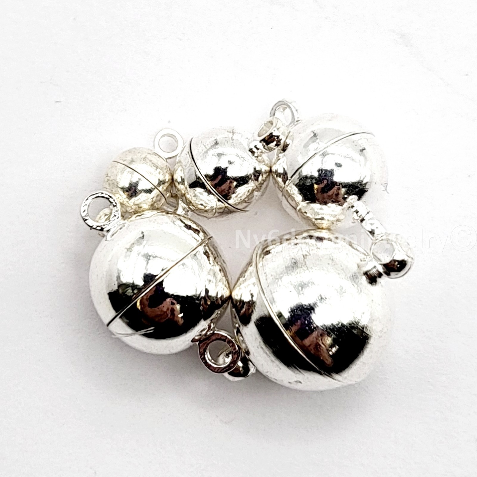 Shiny Silver Strong Magnetic Clasp Smooth Round 6-12mm Jewelry making supplies
