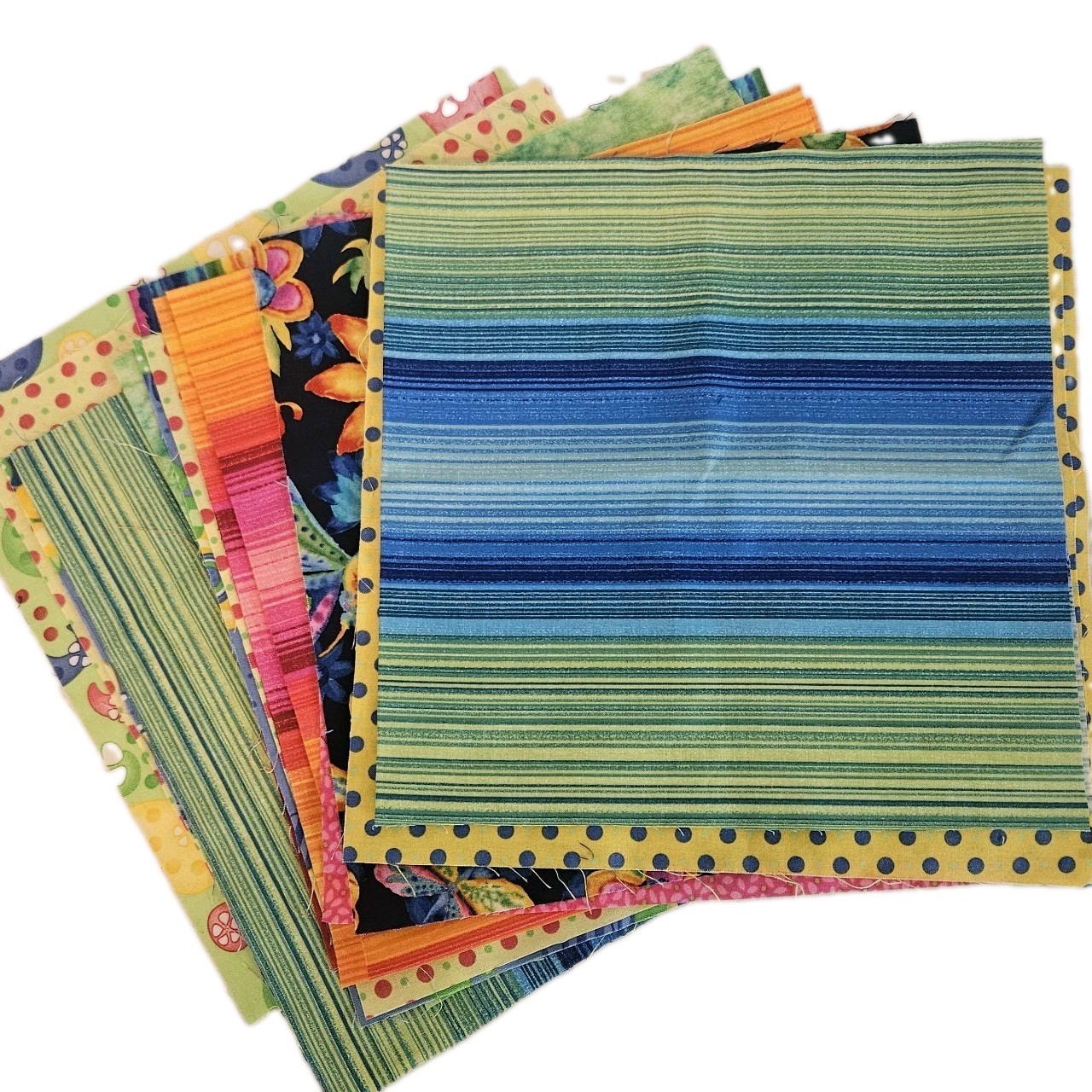 65 VTG Modern Improv Abstract Cotton Quilt Blocks & Pieces Bright Colors 11×11