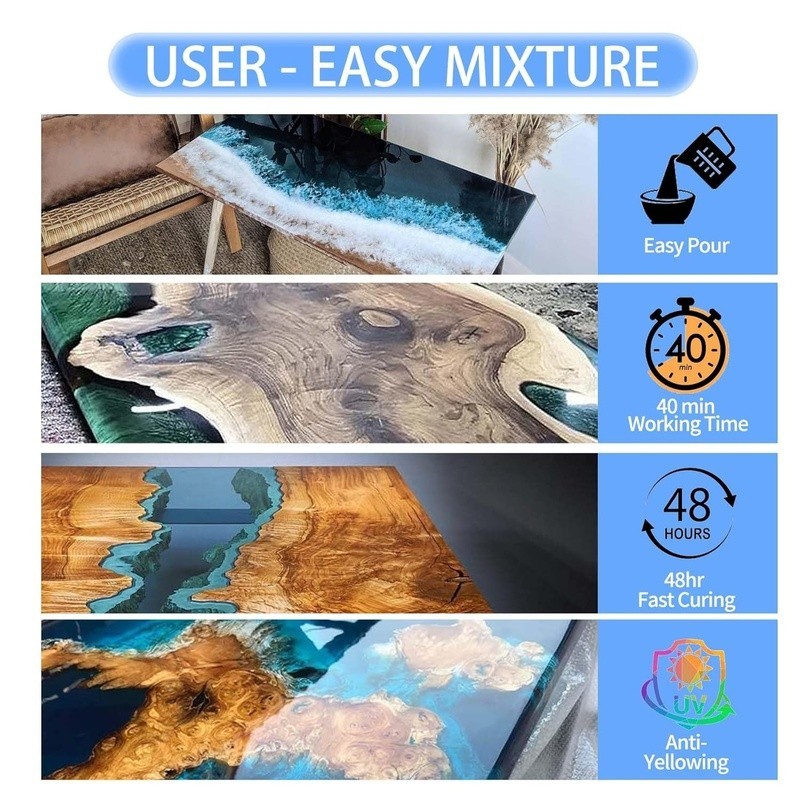 Deep Pour Epoxy Resin Kit 2:1 Durable UV Resistant Clear Casting Art Crafts New