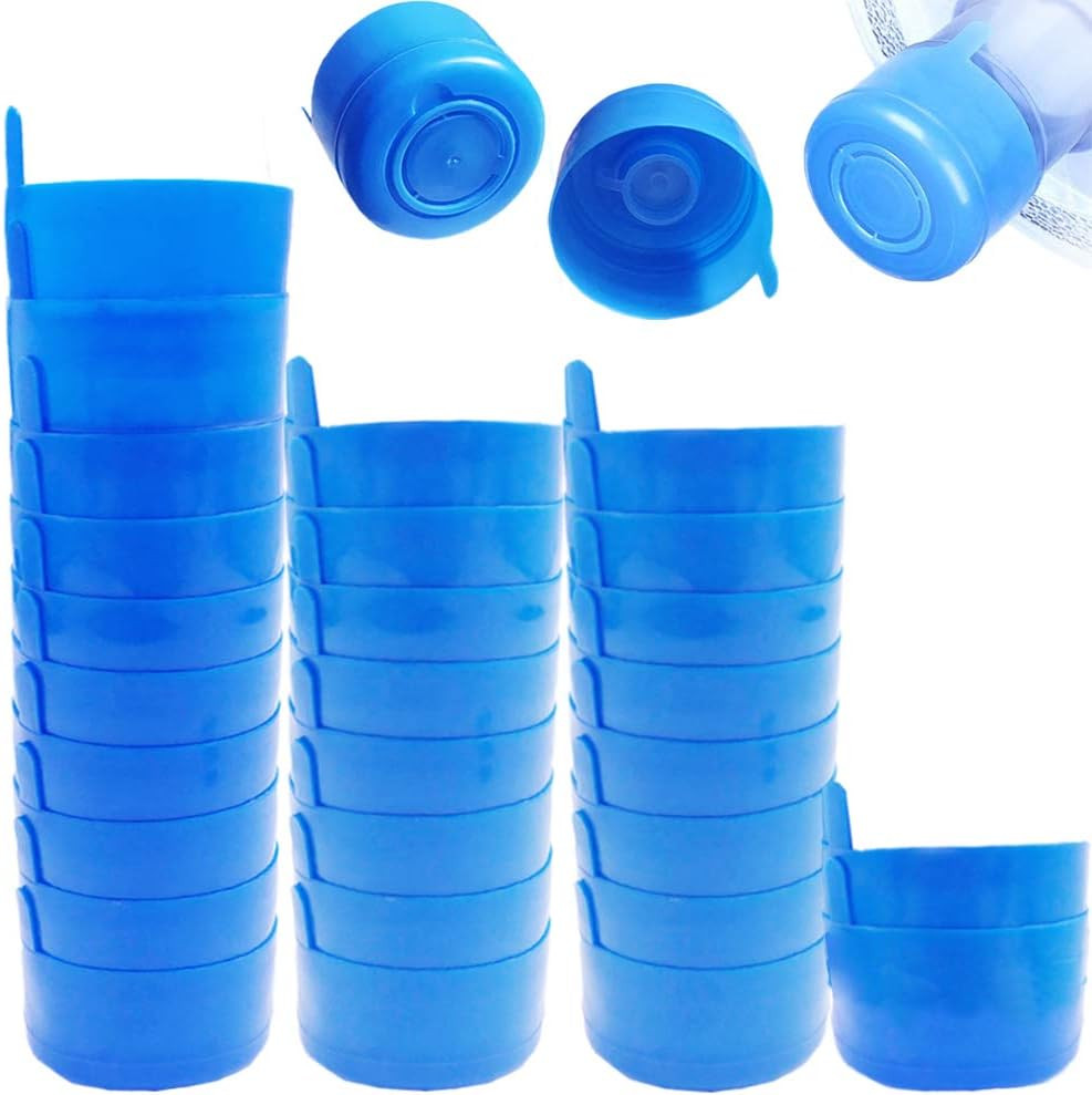 30 Pack Non Spill Caps,Reusable 55Mm 3 and 5 Gallon Water Bottle Snap on Cap,Rep