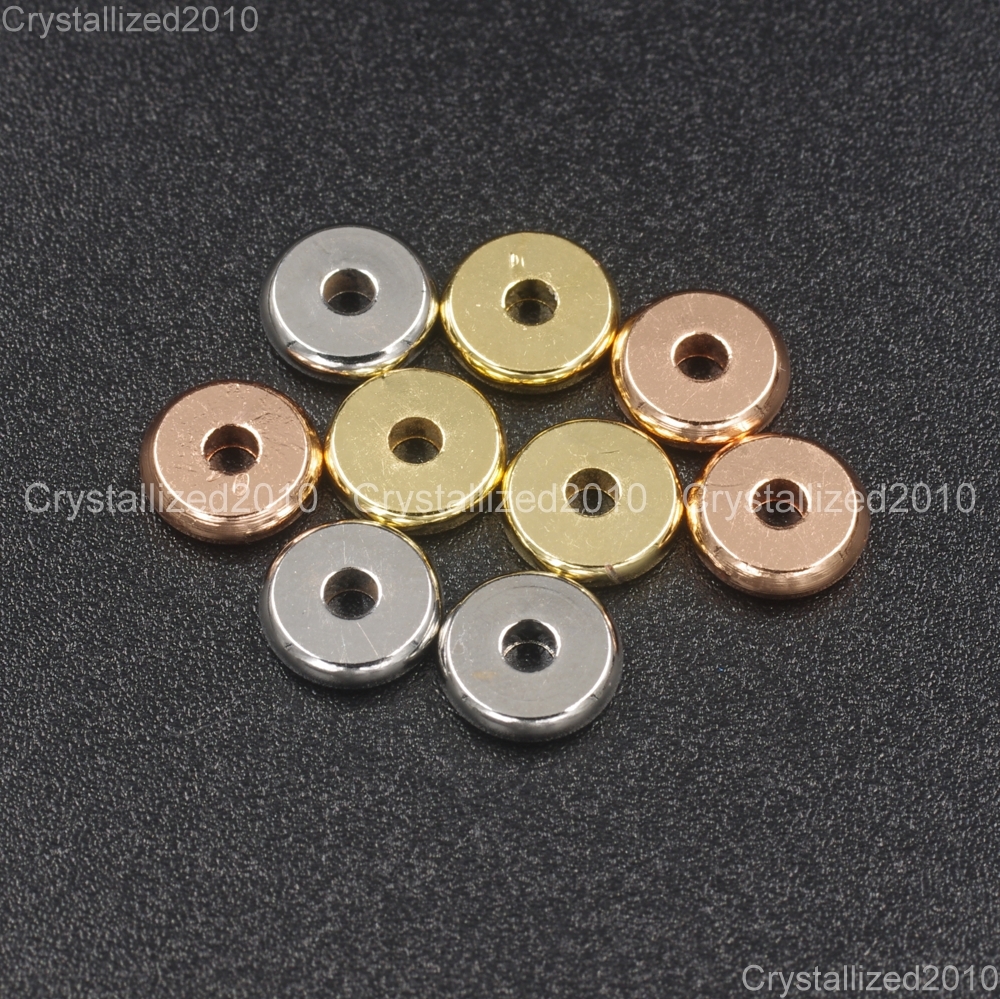 Solid Metal Round Rondelle Slice Bracelet Necklace Connector Charm Spacer Beads