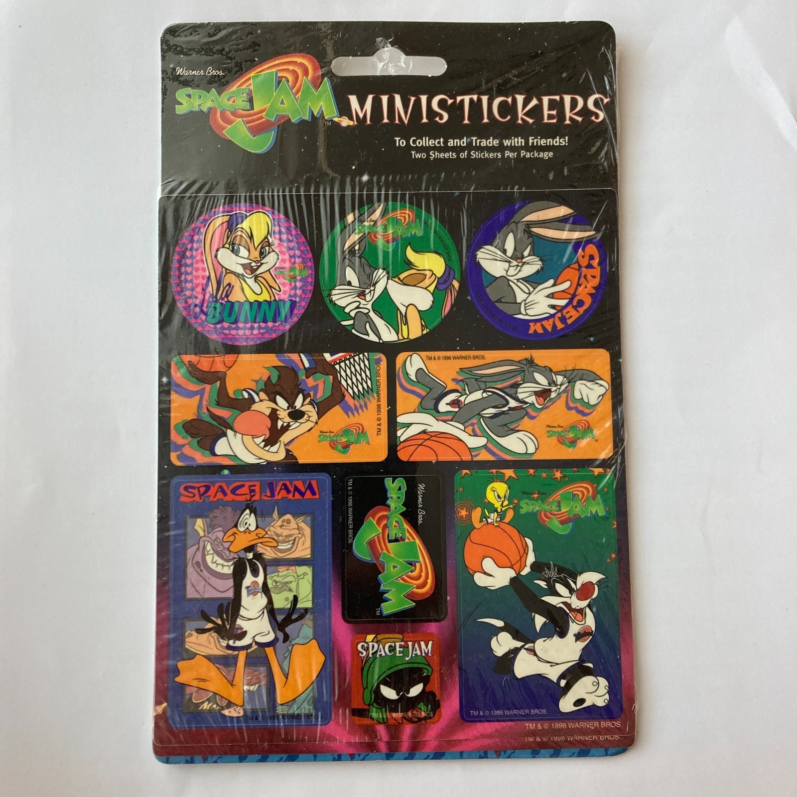 *NEW SEALED* VINTAGE 1996 SPACE JAM STICKER SHEETS looney tunes michael jordan