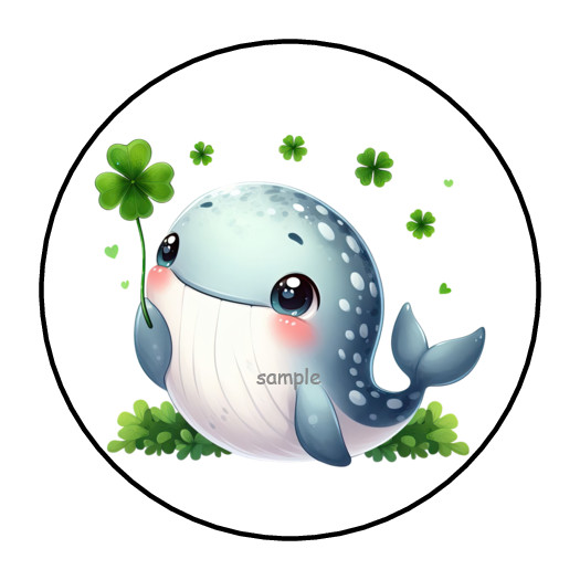 30 ST PATRICK’S DAY WHALE ENVELOPE SEALS STICKERS LABELS TAGS 1.5″ ROUND CLOVER