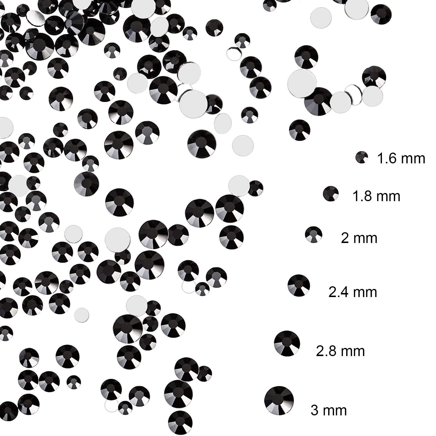 Bememo 3456Pcs AB Crystal Rhinestones Flat Back Mixed Size gems,Black | AB Cl…