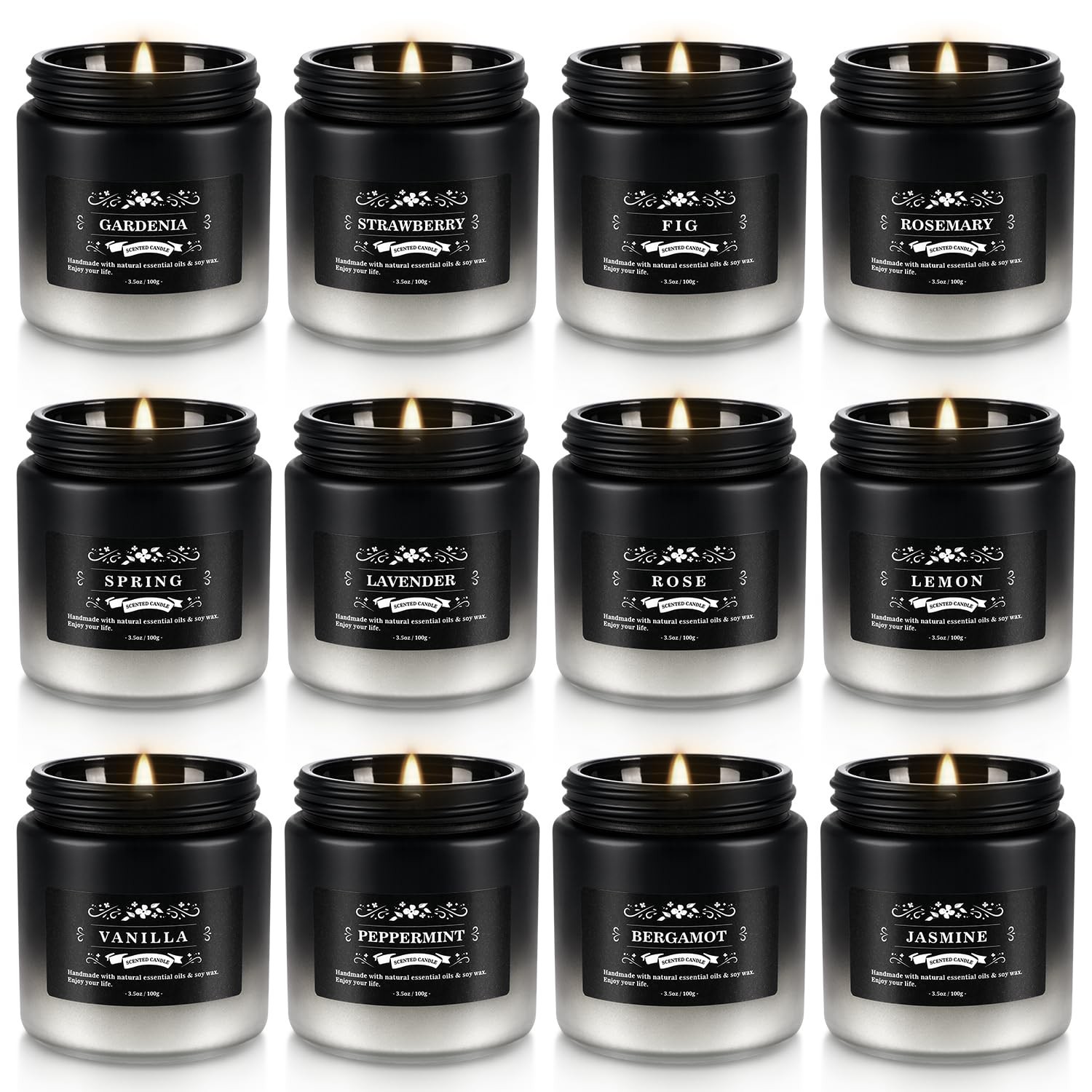 12-Pack Scented Candles Set – Men Candles for Home Scented, 3.5oz Soy Wax, Lo…