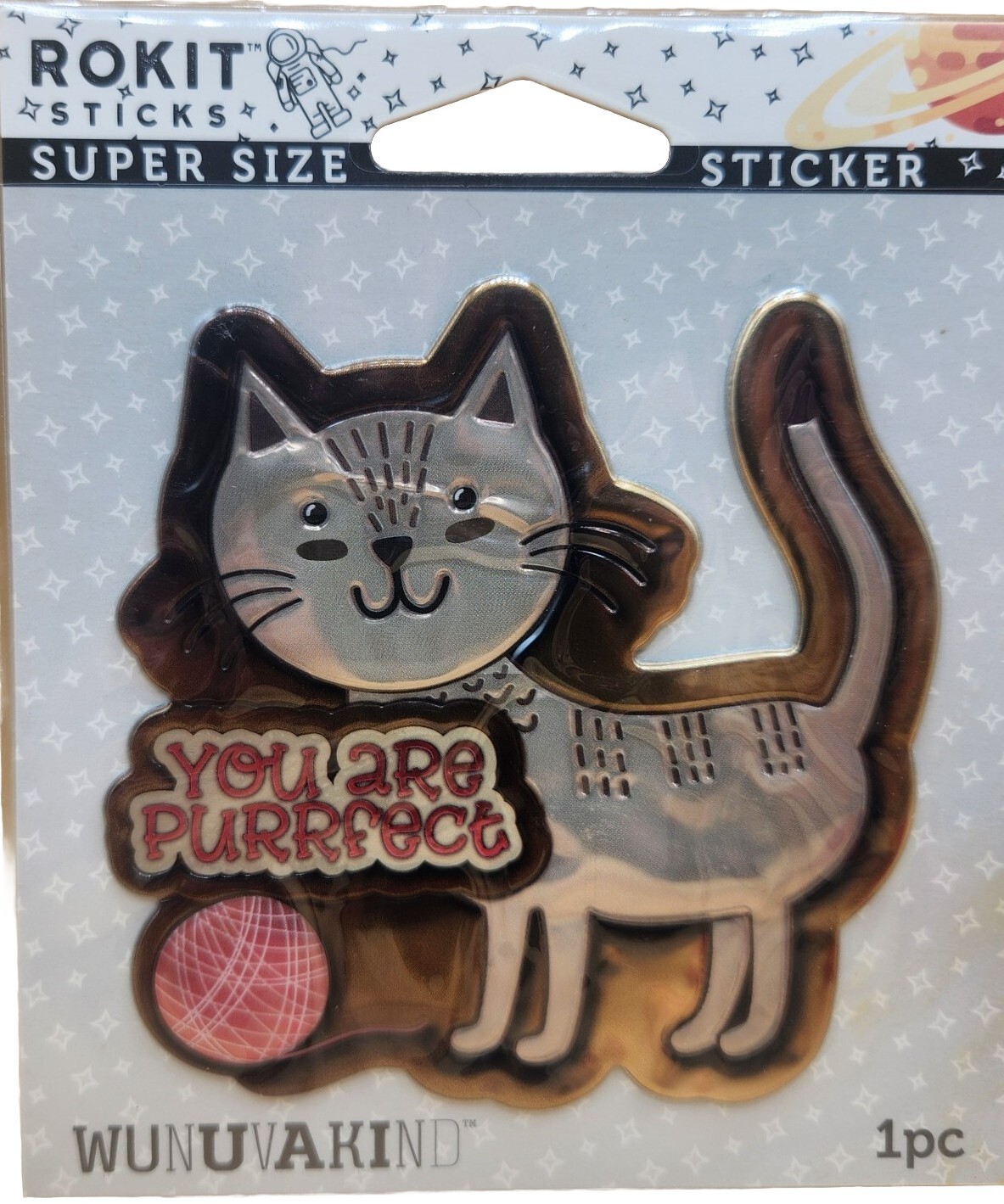 Rokit Sticks Super Size “YOU ARE PURRFECT” Metallic Cat Sticker 4″ BRAND NEW