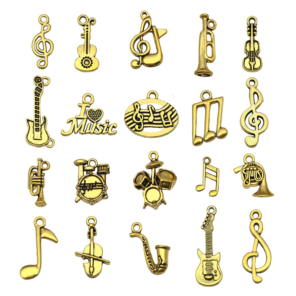 BLUK 100Pcs Music Mixed Charms DIY Jewelry Making Pendants