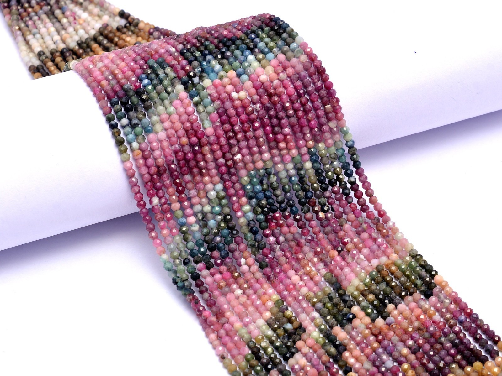 Natural Multi Tourmaline Micro Faceted Round Balls Beads, 3 mm, Multi Tourmaline