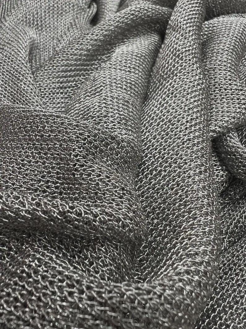 Metallic Chainmail Fabric Silver Mesh Sheer 2-Way Stretch 60 Inch Wide