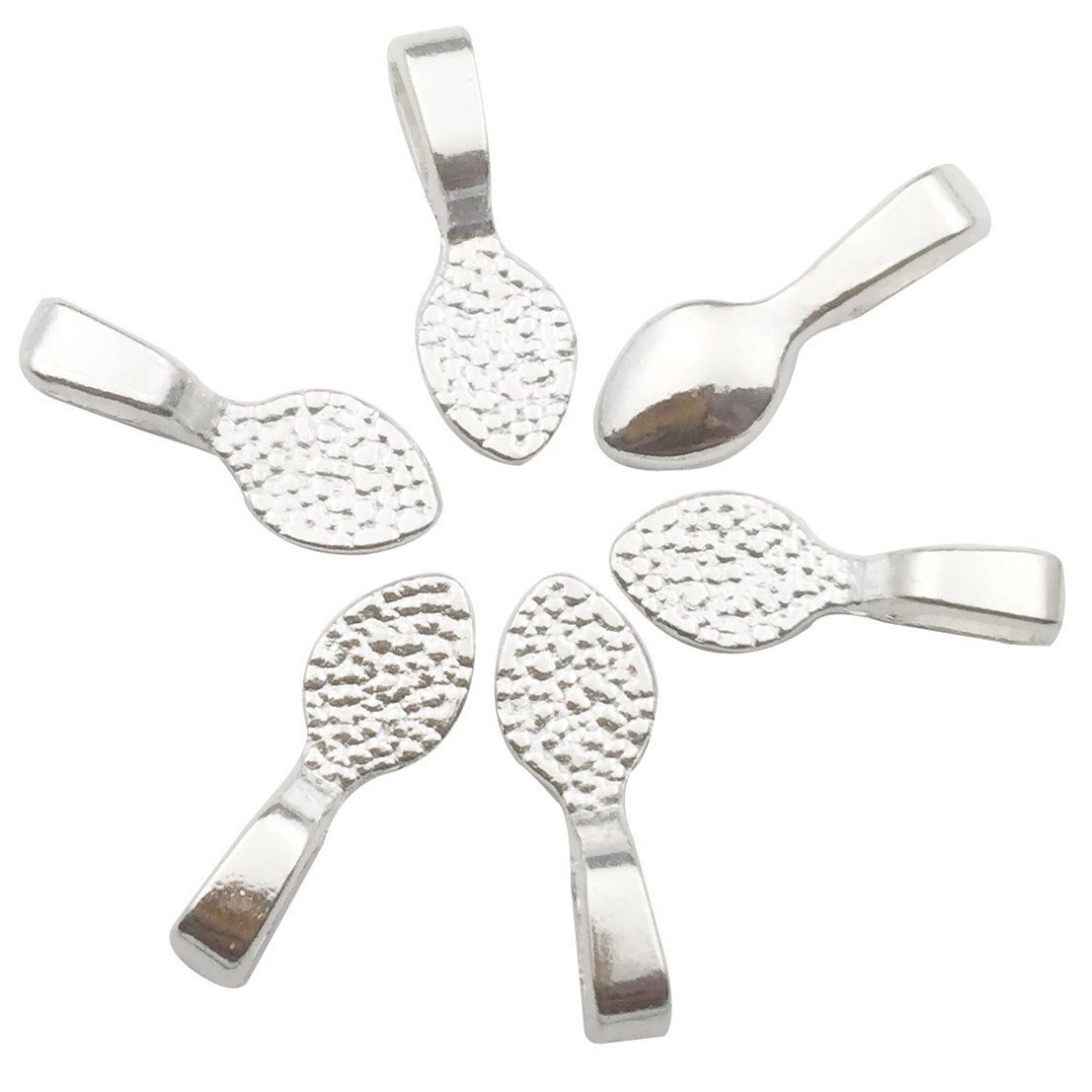 200 Shiny Silver Color Glue on Bails-Small Pendant Bails-Jewelry Bails for Penda