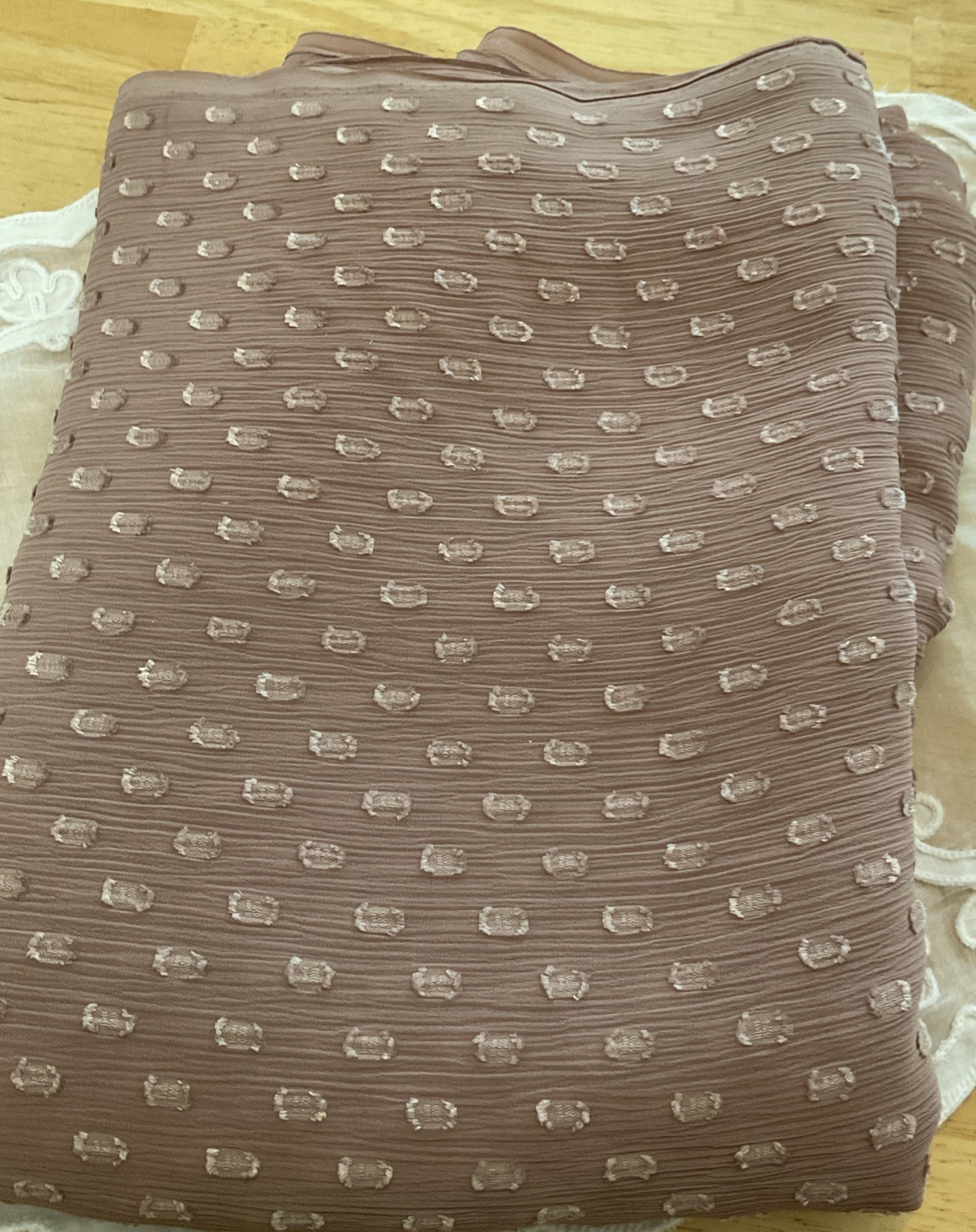 44” X 3yds Sheer Dress Taupe Color Textured Fabric