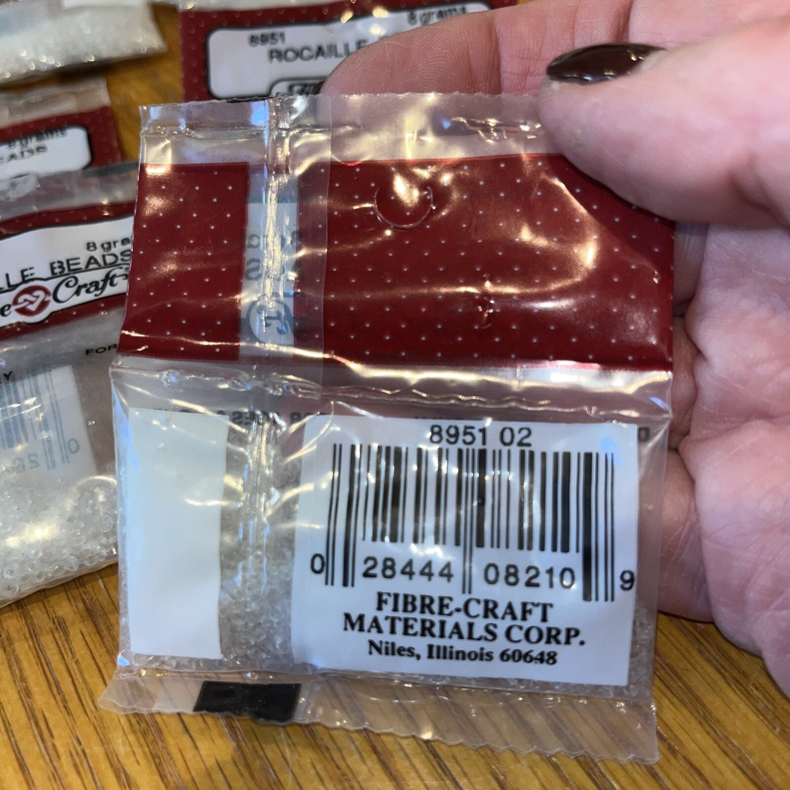 fibre craft Rocaille Beads # 8951 clear -7 bags each bag 8 grams