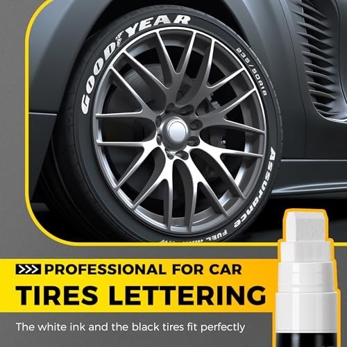SELEAD Jumbo Tire Marker White – 4 Pack 15mm Wide Tip Paint Pens for Car Tire…
