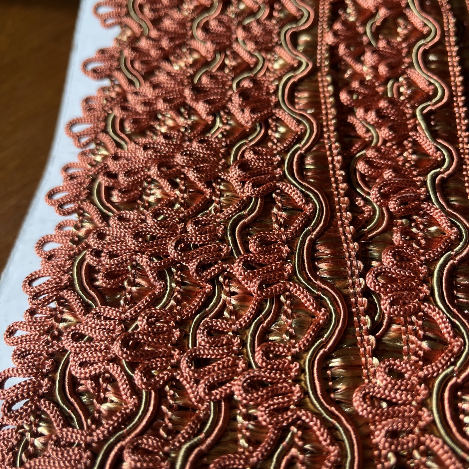 Orange/Rust Native Decorative Scroll Style Braid Gimp Trim 7 Yard Piece 1” Wide