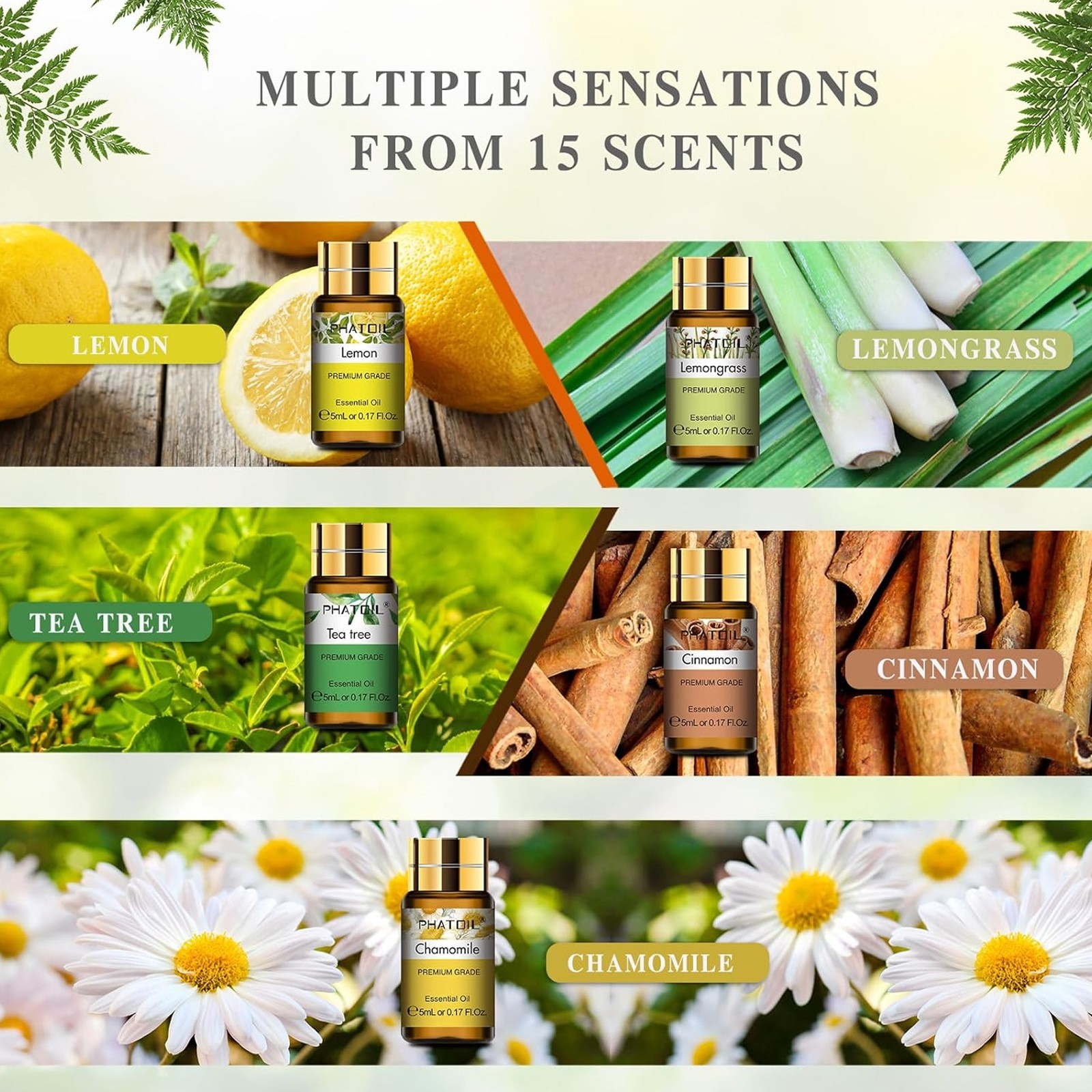 15PCS Essential Oils Gift Set 5ML- Premium Quality Essential Oils for Diffusers