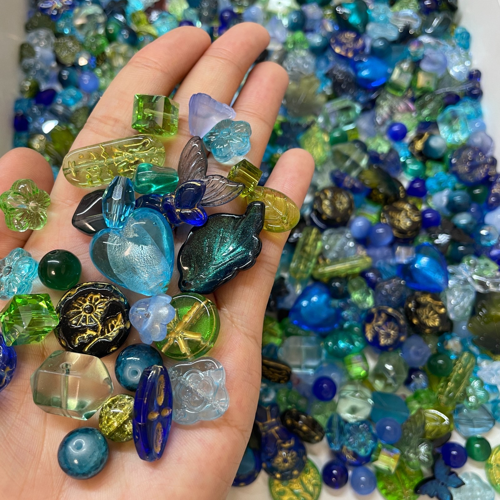 100g Handmade Glass Beads Mixed Shapes for DIY Jewelry Sun Catcher Decor
