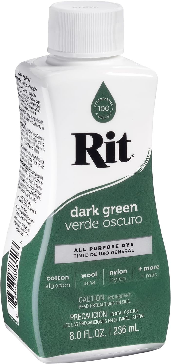 Liquid Fabric Dye Dark Green 8oz for Clothes Shoes Home Decor
