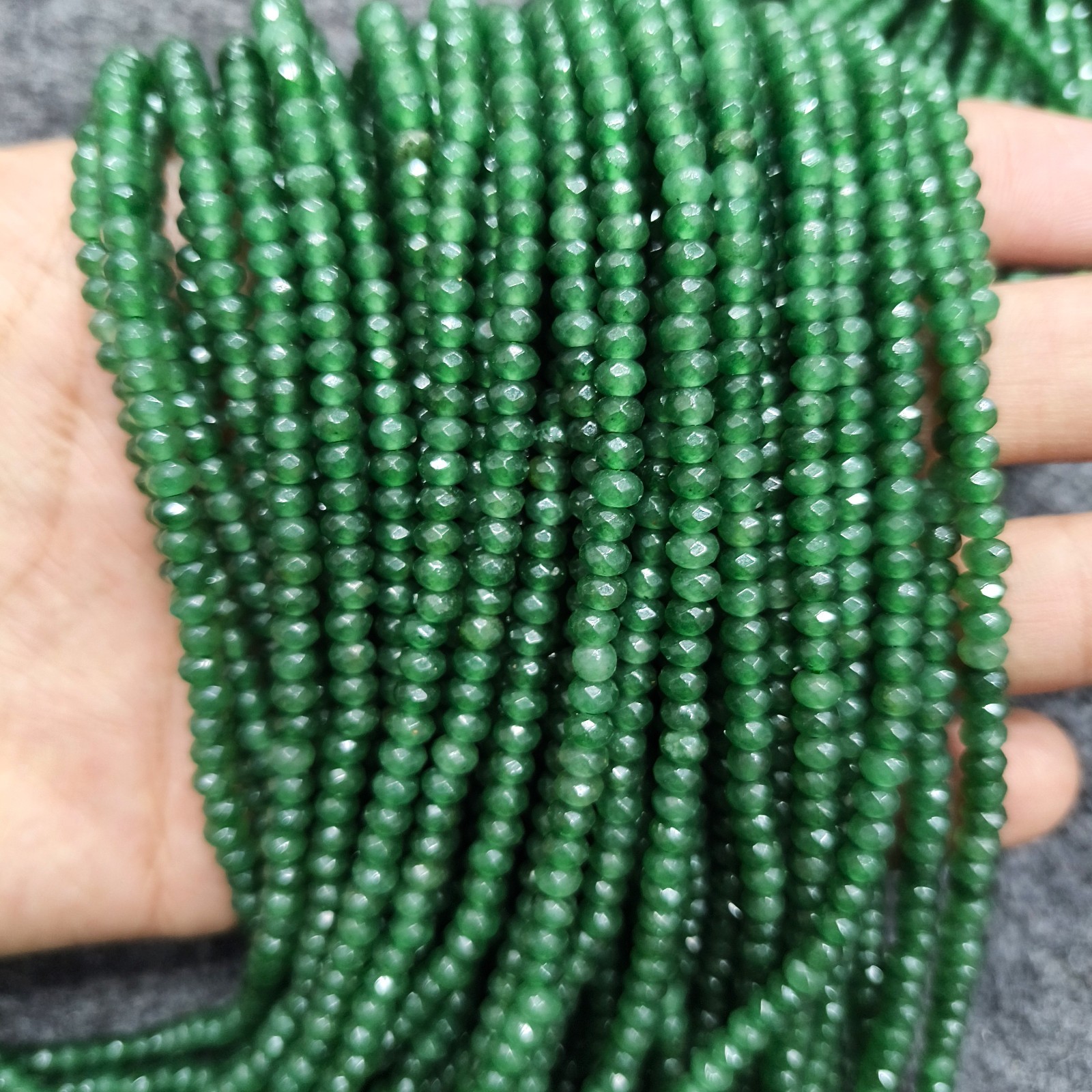 Natural Emerald Beaded Necklace, 4mm Faceted Rondelle Beads Necklace, Green Gift