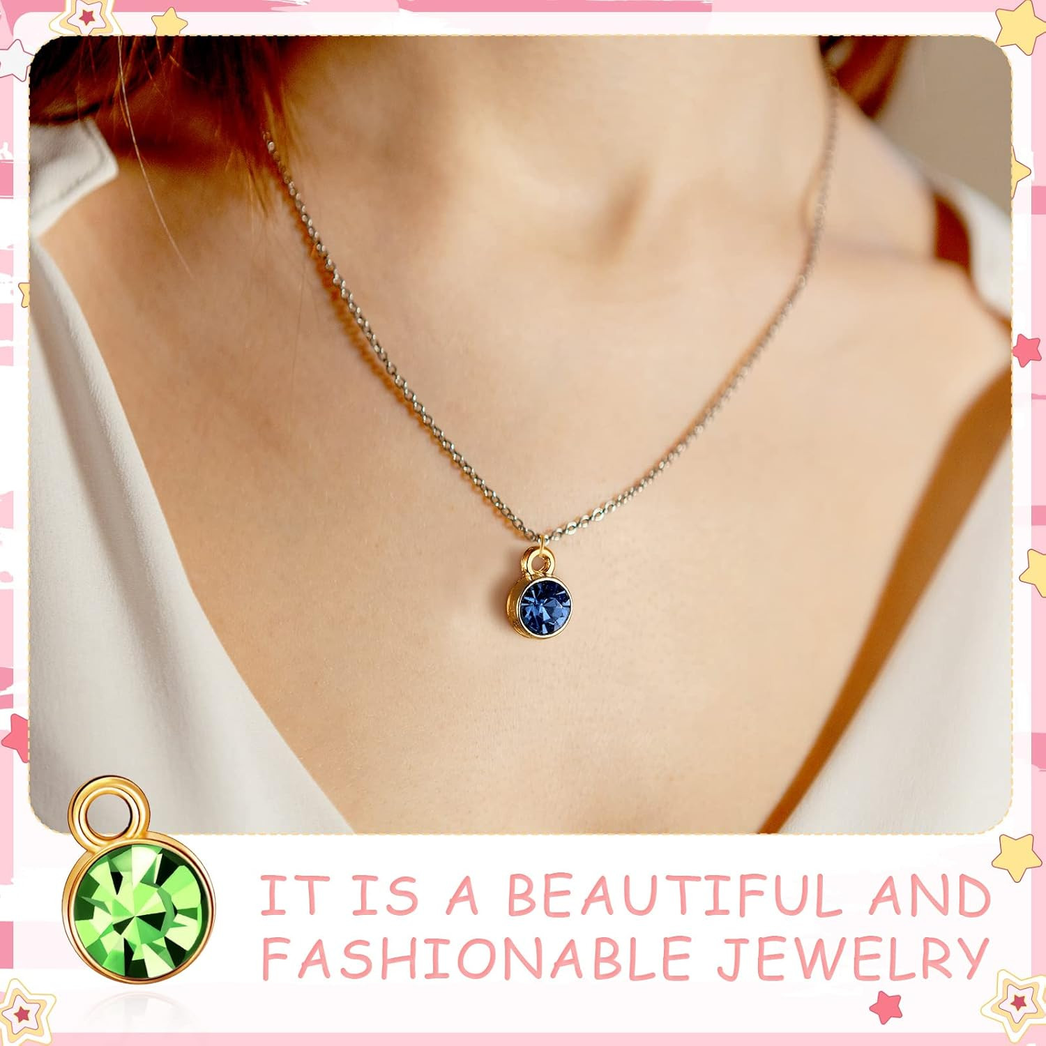 120Pcs Birthstone Charms for Jewelry Making Handmade DIY Crystal Birthstone Bead