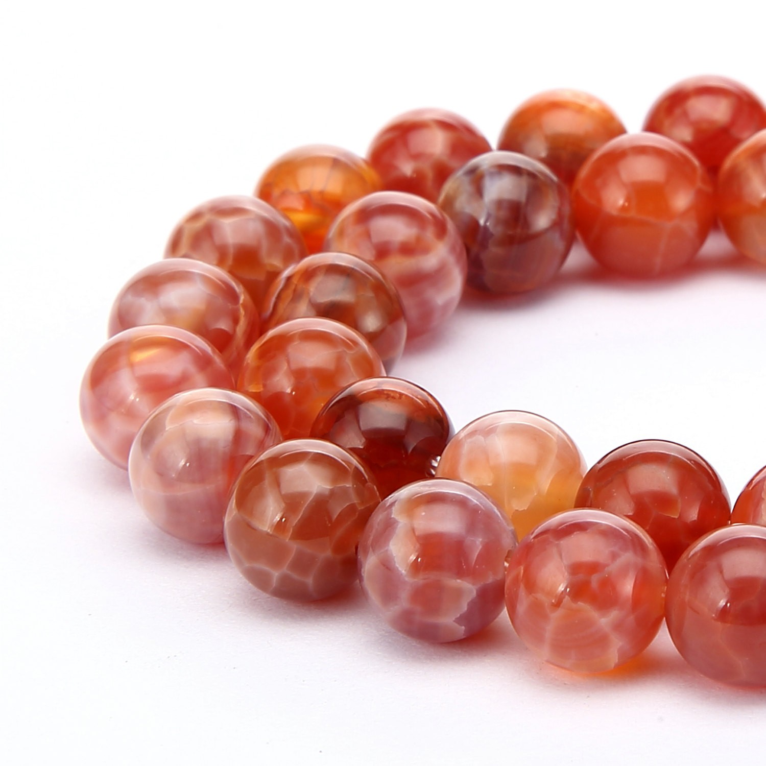 Burnt Orange Fire Agate Smooth Round Beads 6mm 8mm 10mm 12mm 15.5″ Strand