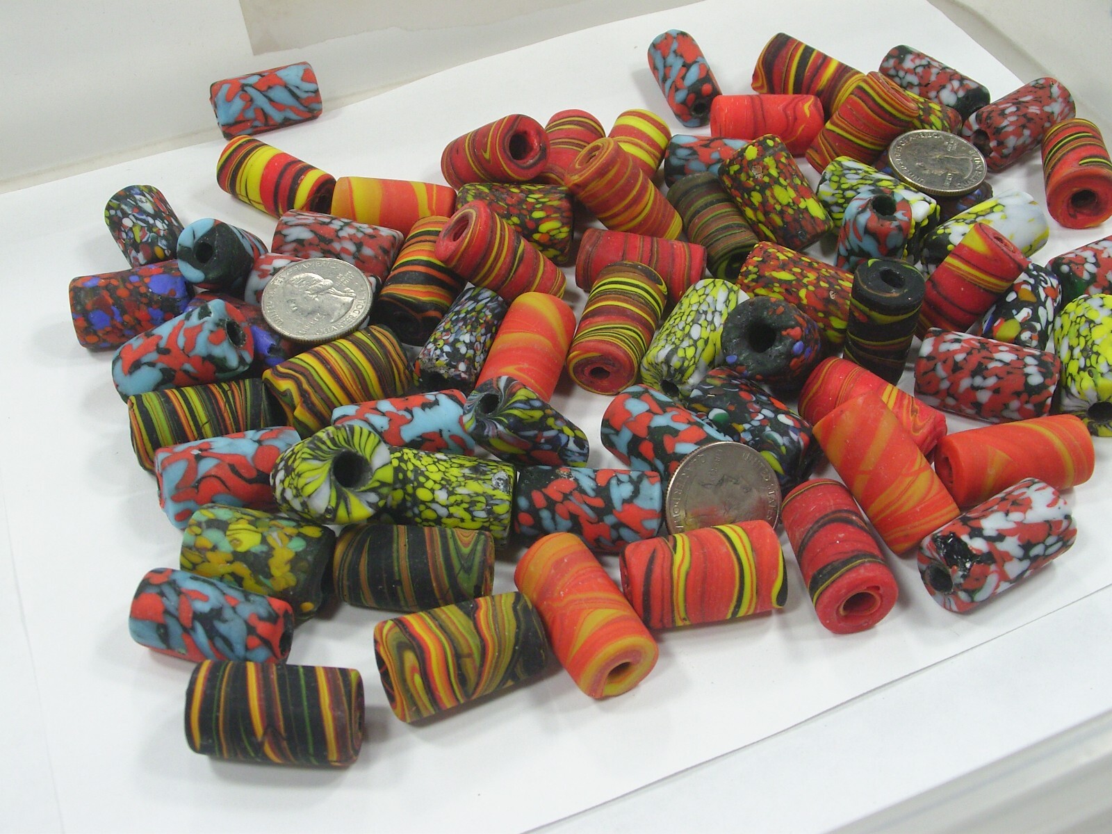 2 Pounds Large Multicolor India Handmade Millefiori Glass Beads Bulk (MNP-9) ⭐