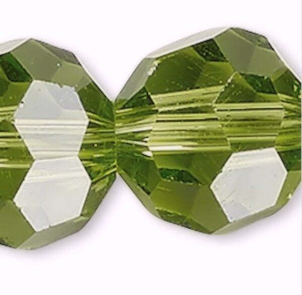 1 Strand(50) Peridot Green 8mm Round 32 Facet Crystal Beads with 1.3-1.4mm Hole