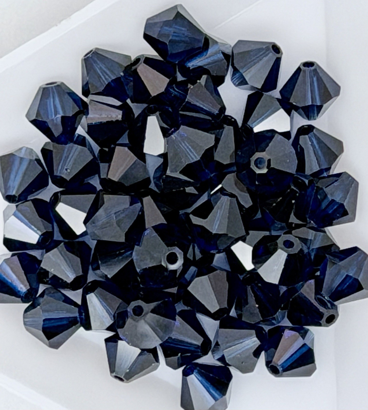 Lot Of 48 Swarovski 6mm Bicone Faceted Crystal Beads Dark Sapphire Blue Beading