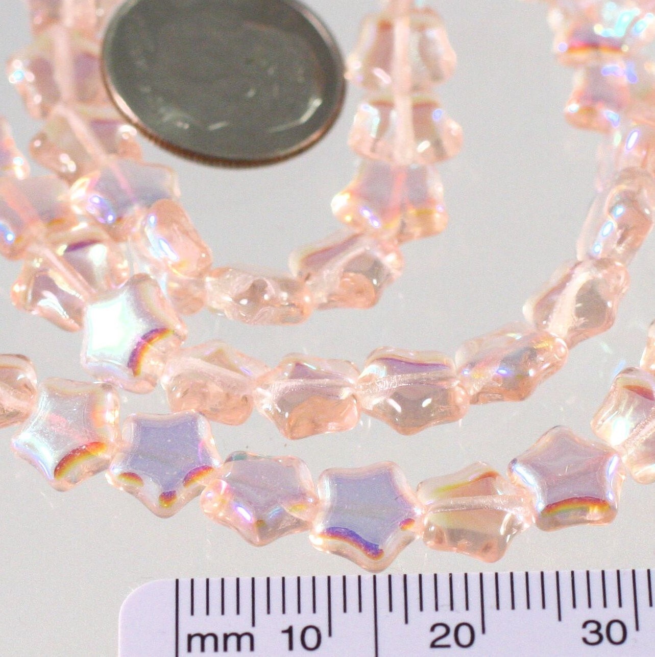 Czech Pressed Glass AB Light Rose Pink 8x8mm Star Beads 1 Strand(55) *