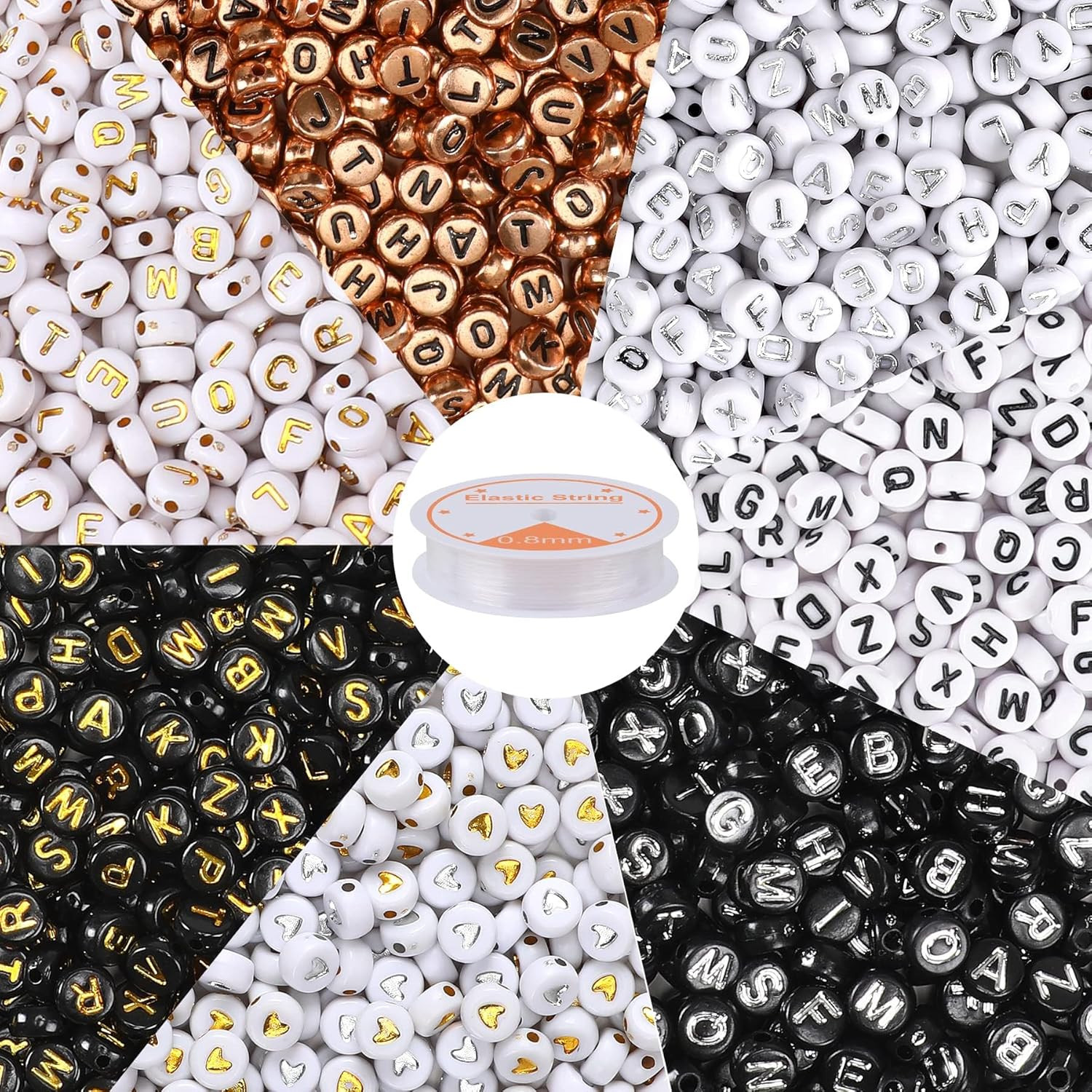 1900Pcs 7 Colors Letter Beads, Alphabet Beads for Jewelry Making | Acrylic Alpha