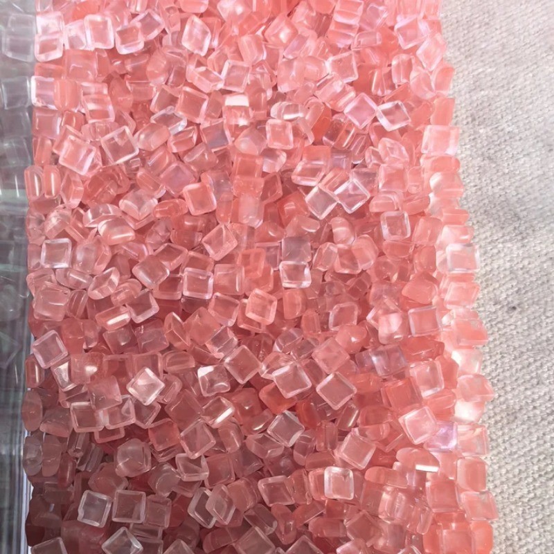 100pcs 4mm Artificial Cherry Quartz Stone Square CAB CABOCHON DIY Jewelry Making