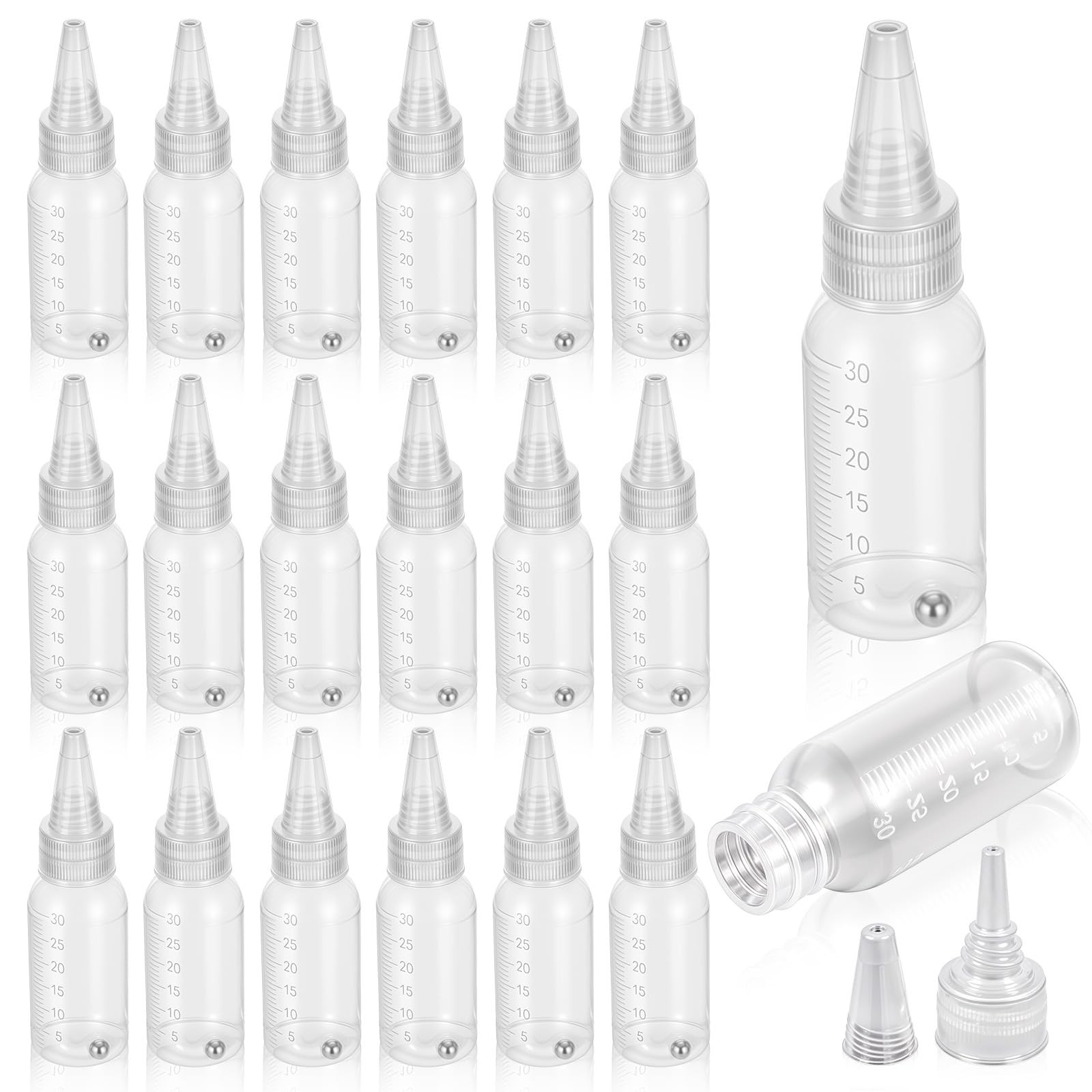 20Pcs Airbrush Paint Bottles Jars 1oz/30ml Plastic Paint Containers with Ball, R