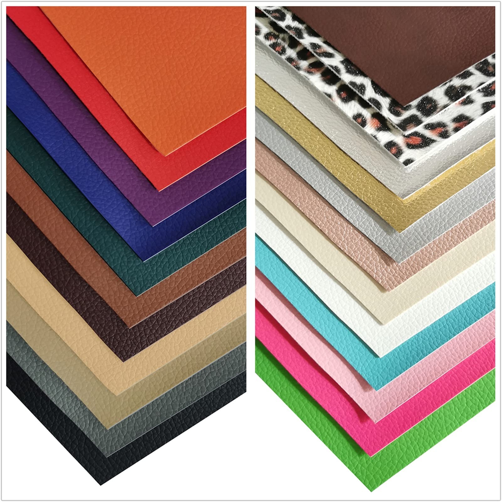 24 Pieces Faux Leather Sheets, 24 Pieces Colored Soft PU Faux Leather Fabric …