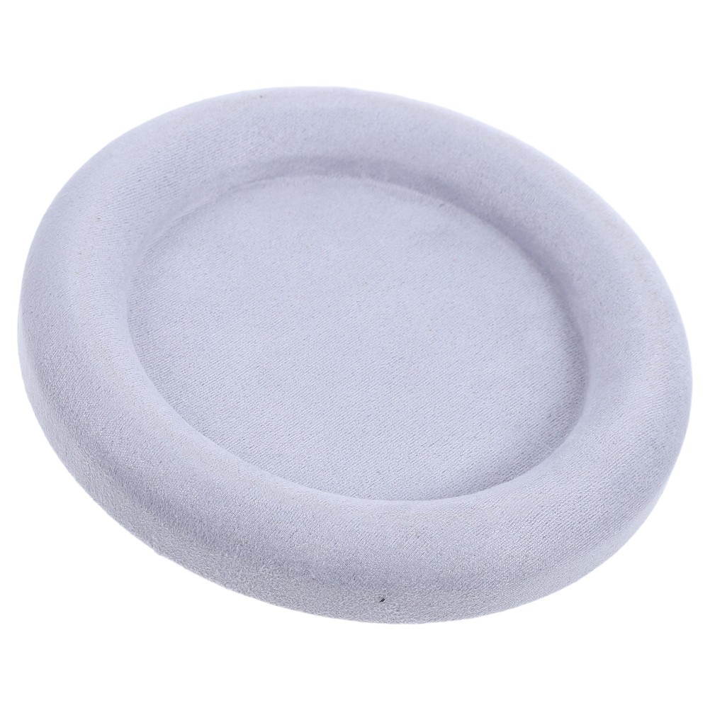 Round Jewelry Display Plate with Wrinkle Resistant Velvet Surface Light Grey