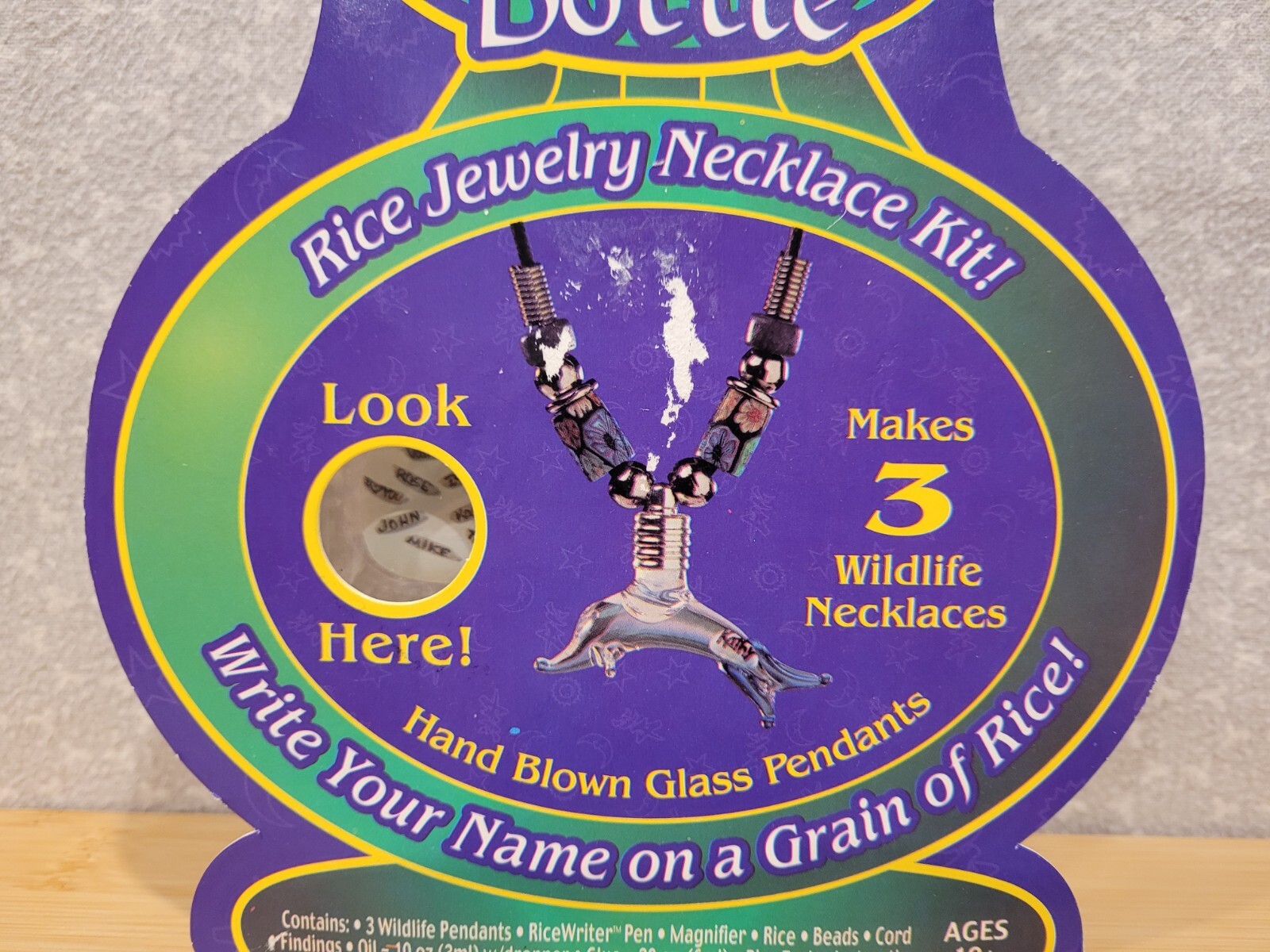 2001 Y2K Art Skills Message in a Bottle Rice Jewelry Wildlife Necklace Kit NOS