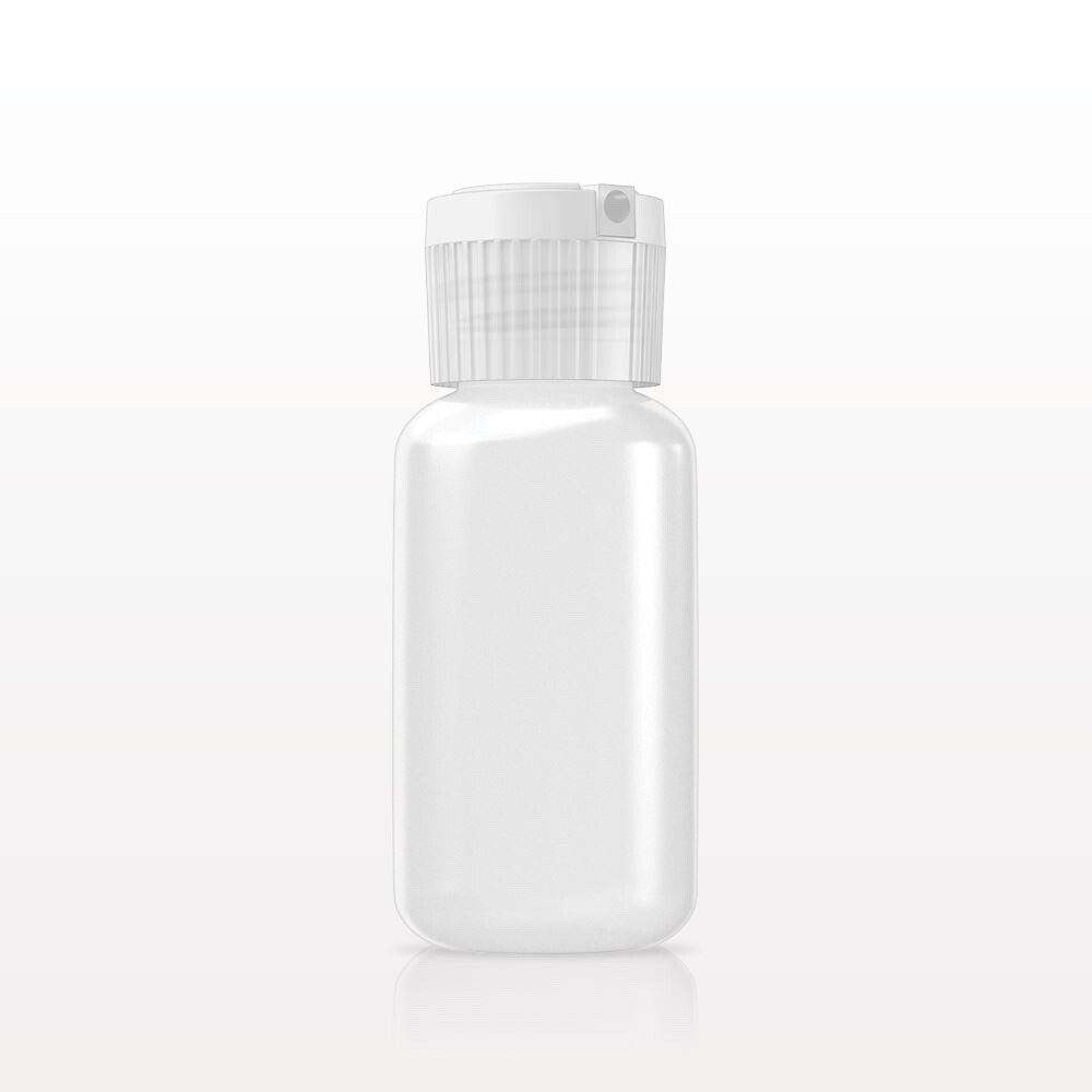 1000 pack of 1oz (30mL) Plastic Boston Round Squeeze Bottles with Flip Tops