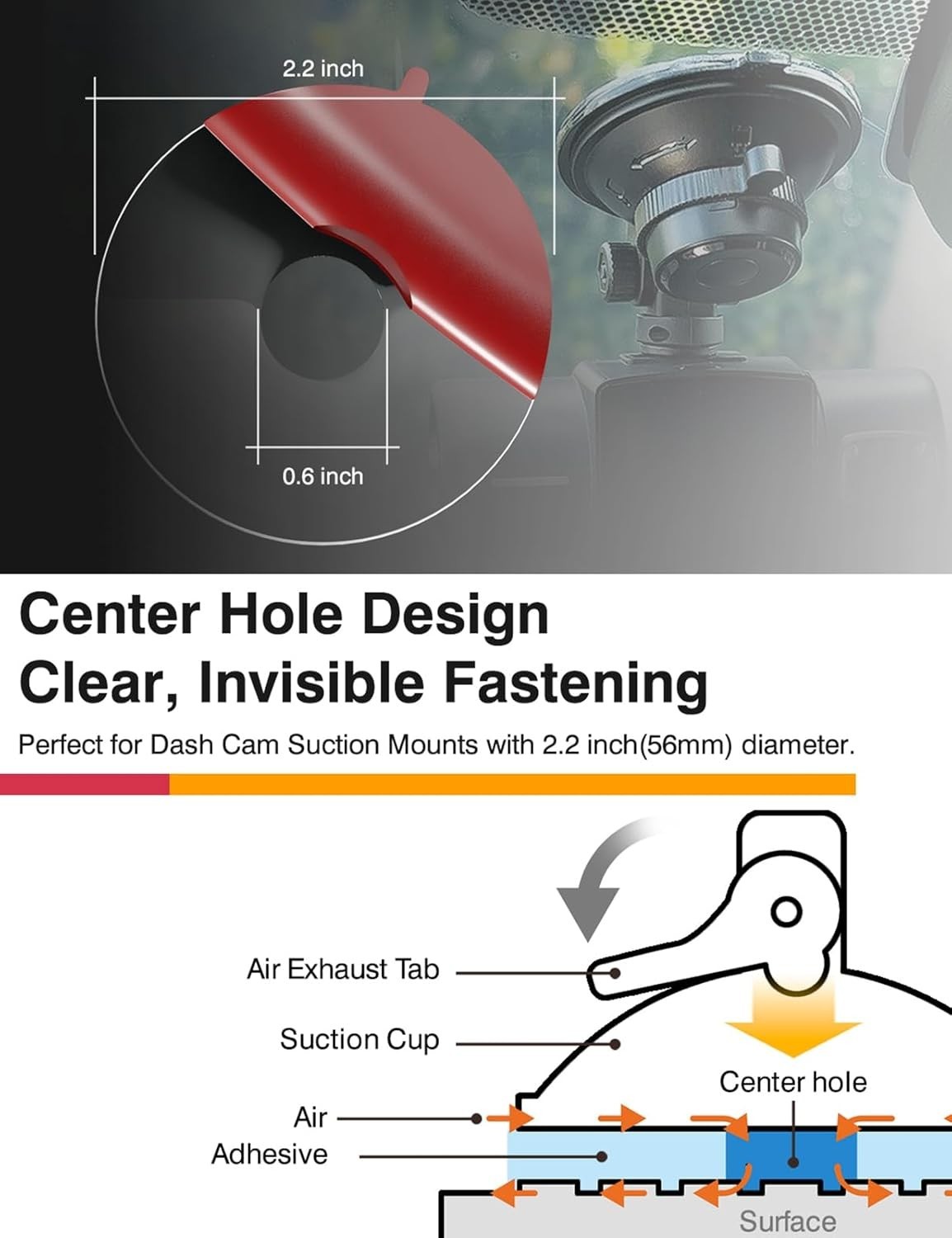 Clear Double-Sided Acrylic Foam Mounting Tape for Dash Cam Suction Cups