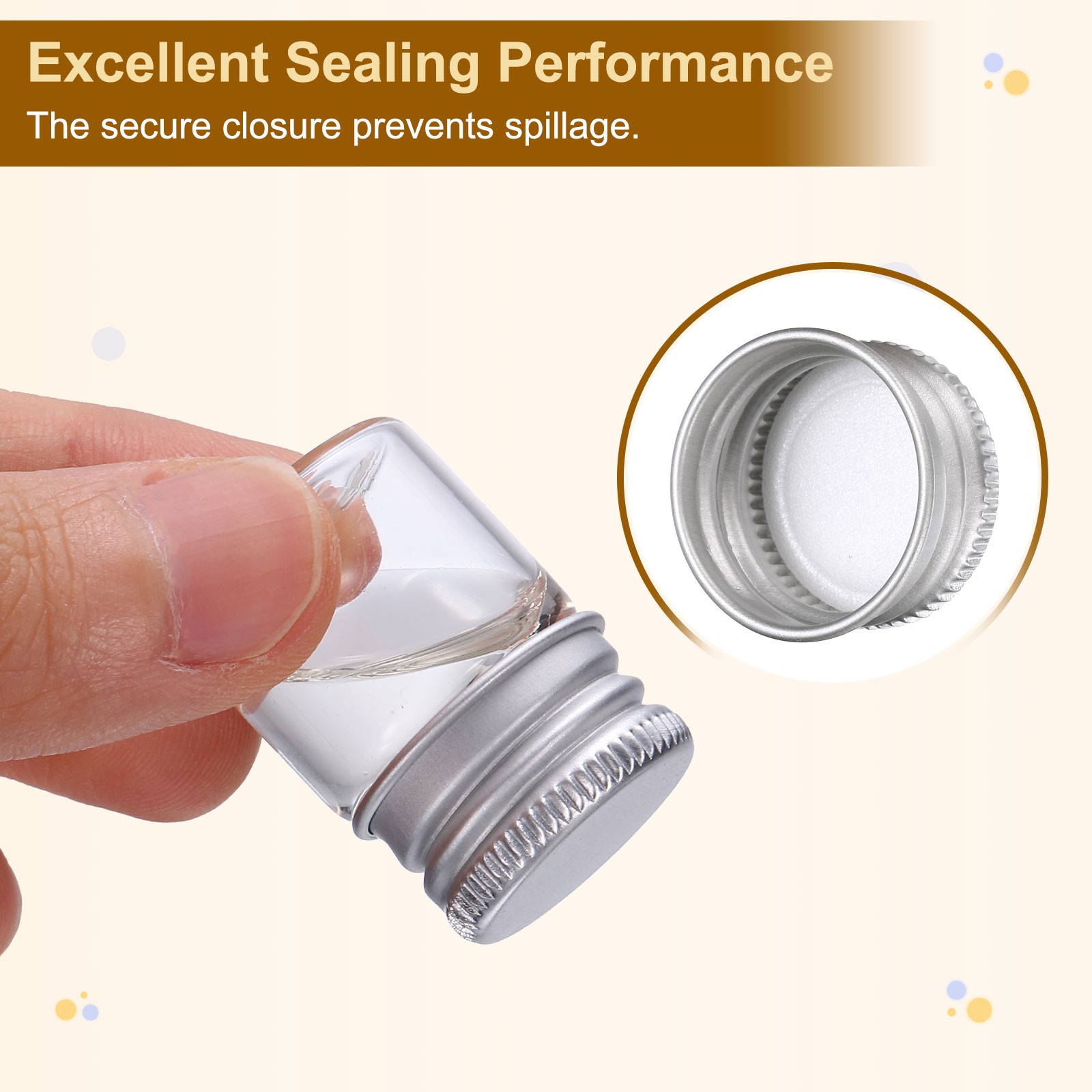 24Pcs 5ml Mini Glass Bottles with Aluminum Screw Caps for DIY Crafts