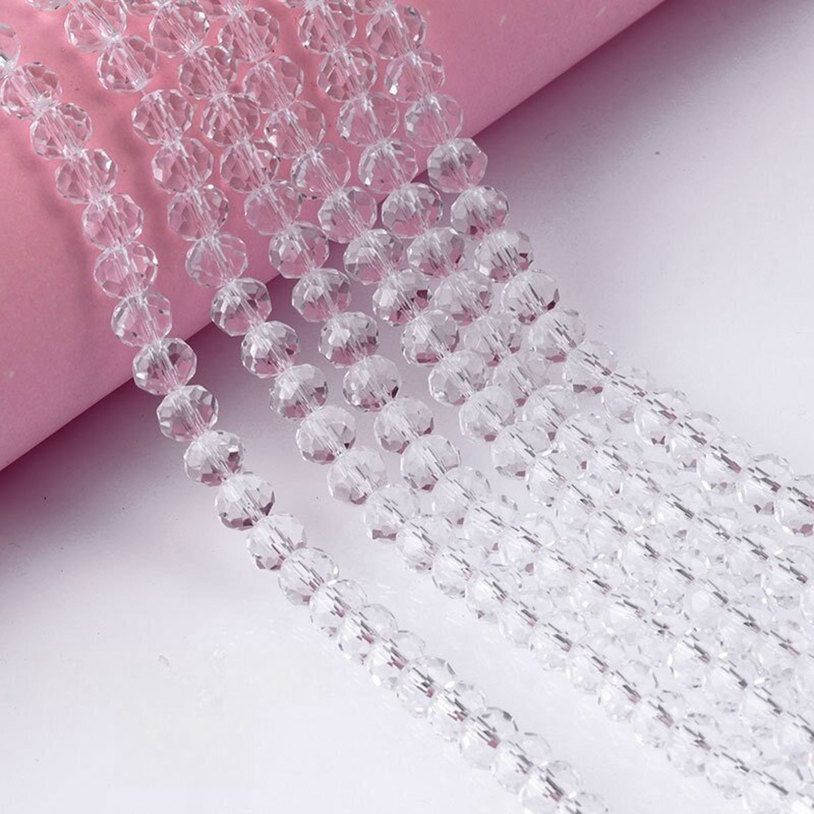 64pcs 8X10mm Faceted Rondelle Crystal Glass Loose Spacer Beads Jewelry Making