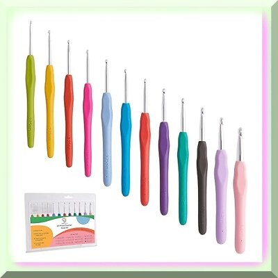 12-Piece Crochet Hook Set with Assorted Sizes