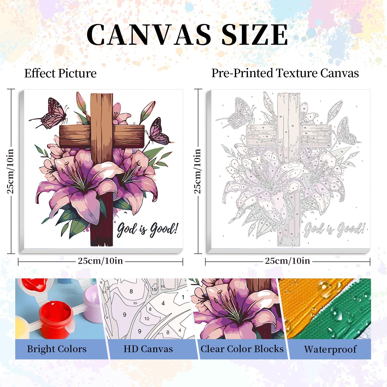 Framed Paint by Numbers Kit for Adults Beginner & Kids Ages 10-13, Jesus Cross..