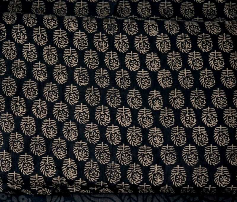 Black & Beige Hand Block Fabric 20 Yard 100%Cotton NO TARRIF CHARGES 100%✅ KK16