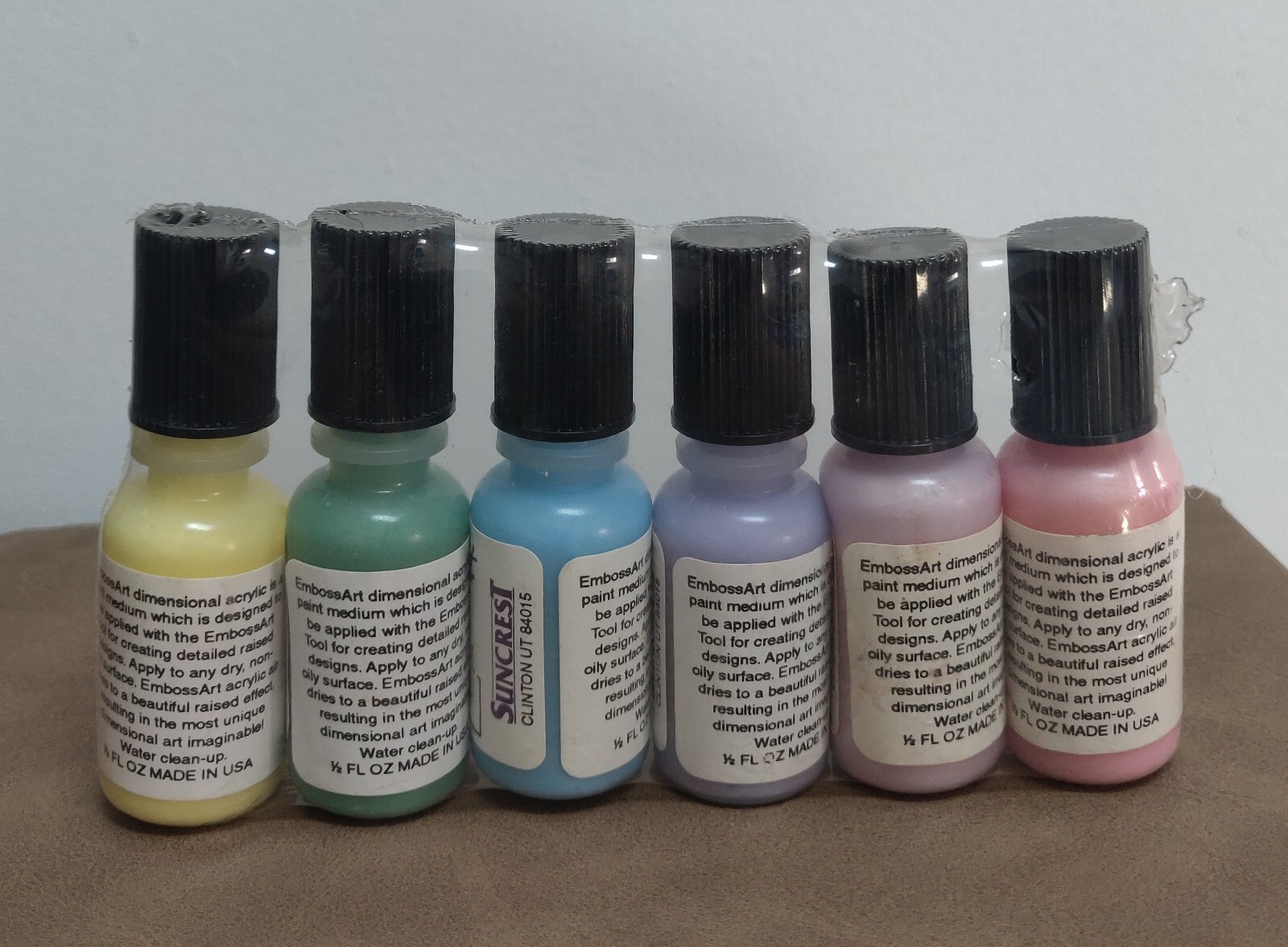 Starter Pack of 6 Dimensional ACRYLIC PAINT EmBoss Art 1/2 fl oz Bottles