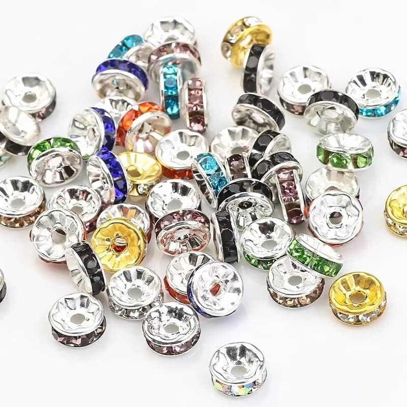 300PCS Rondelle Spacer Beads for Jewelry Making 6Mm Rhinestone Spacer Beads Crys