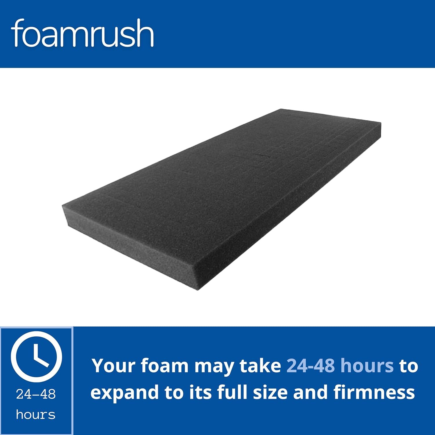 FoamRush 24″ x 36″ Charcoal High Density Upholstery Foam Cushion Medium Firm USA